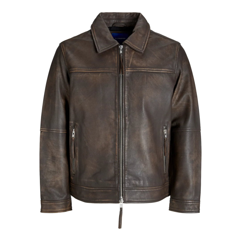 Veste en Cuir Jack & Jones JORCLEAN Chocolate Brown