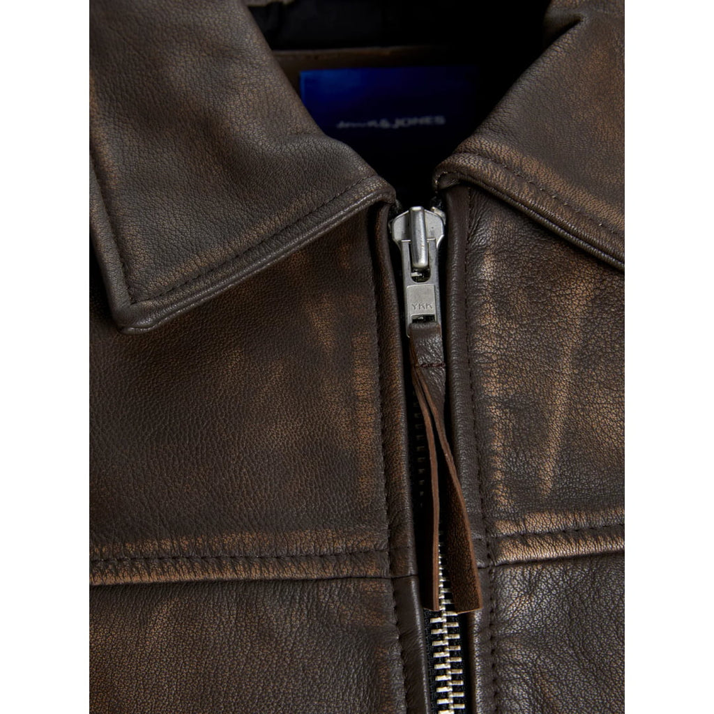 Veste en Cuir Jack & Jones JORCLEAN Chocolate Brown