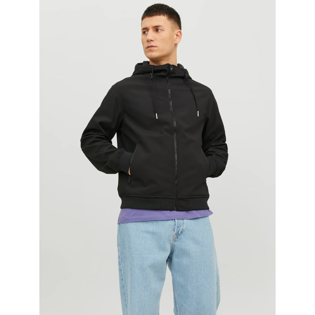 Veste Jack & Jones JJEBASIC SoftShell Hood Black Jjebasic