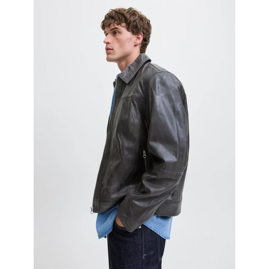 Veste Jack & Jones Jorclean Leather STYD Anthracite - Styd