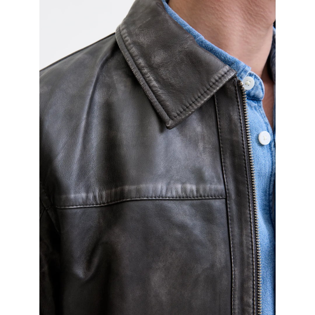 Veste Jack & Jones Jorclean Leather STYD Anthracite - Styd