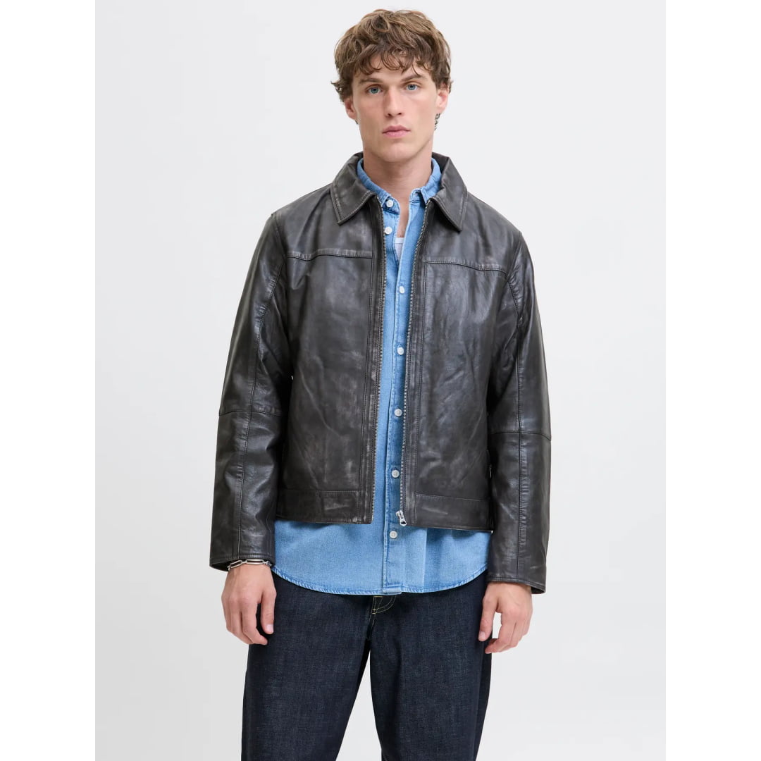 Veste Jack & Jones Jorclean Leather STYD Anthracite - Styd