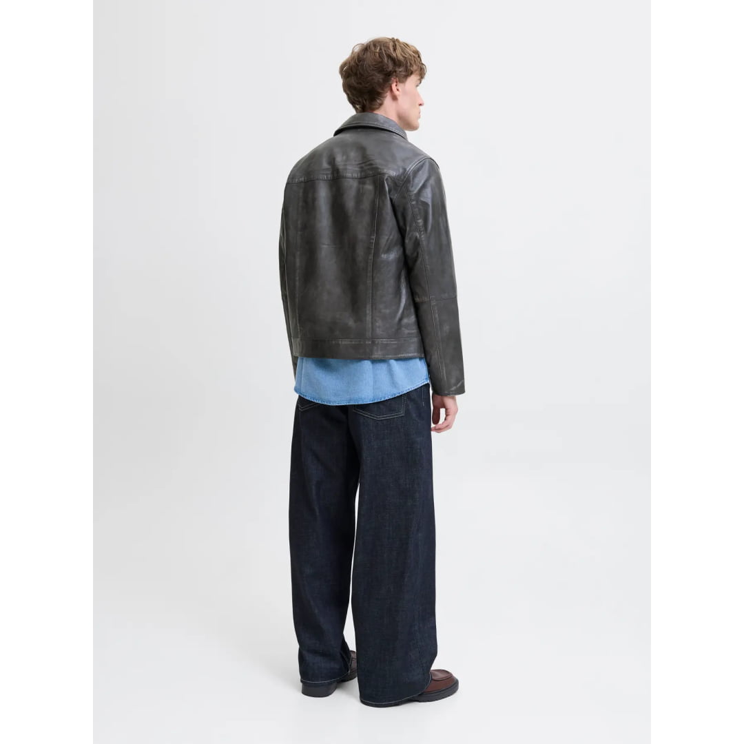 Veste Jack & Jones Jorclean Leather STYD Anthracite - Styd