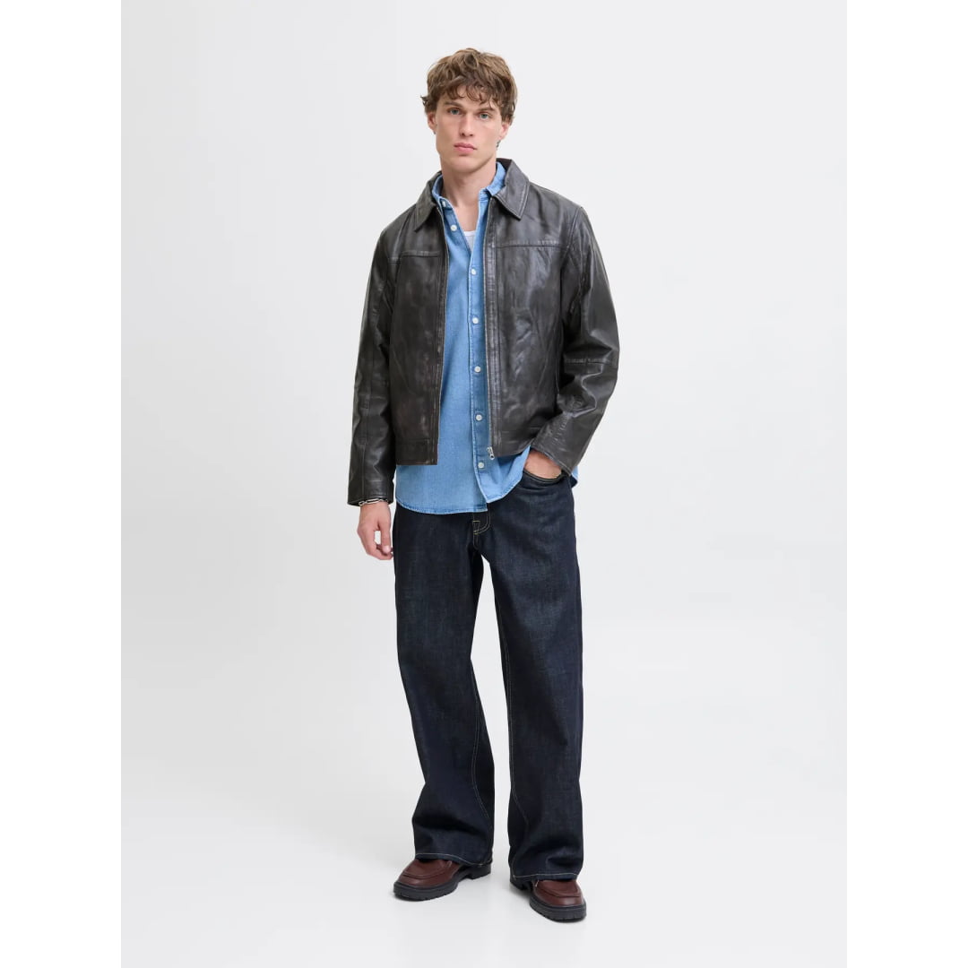 Veste Jack & Jones Jorclean Leather STYD Anthracite - Styd