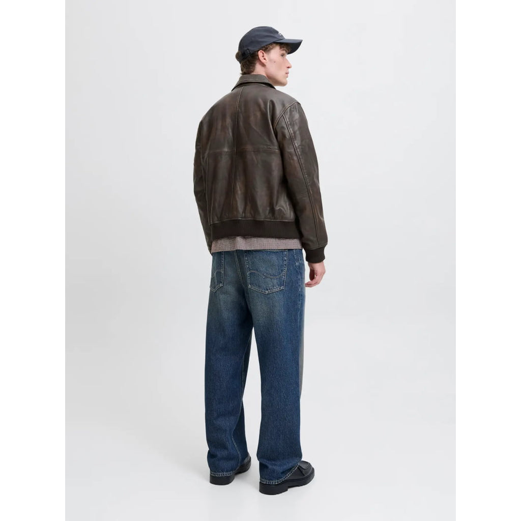Veste Jack & Jones JORLEATHER Bomber STYD Chocolate Brown