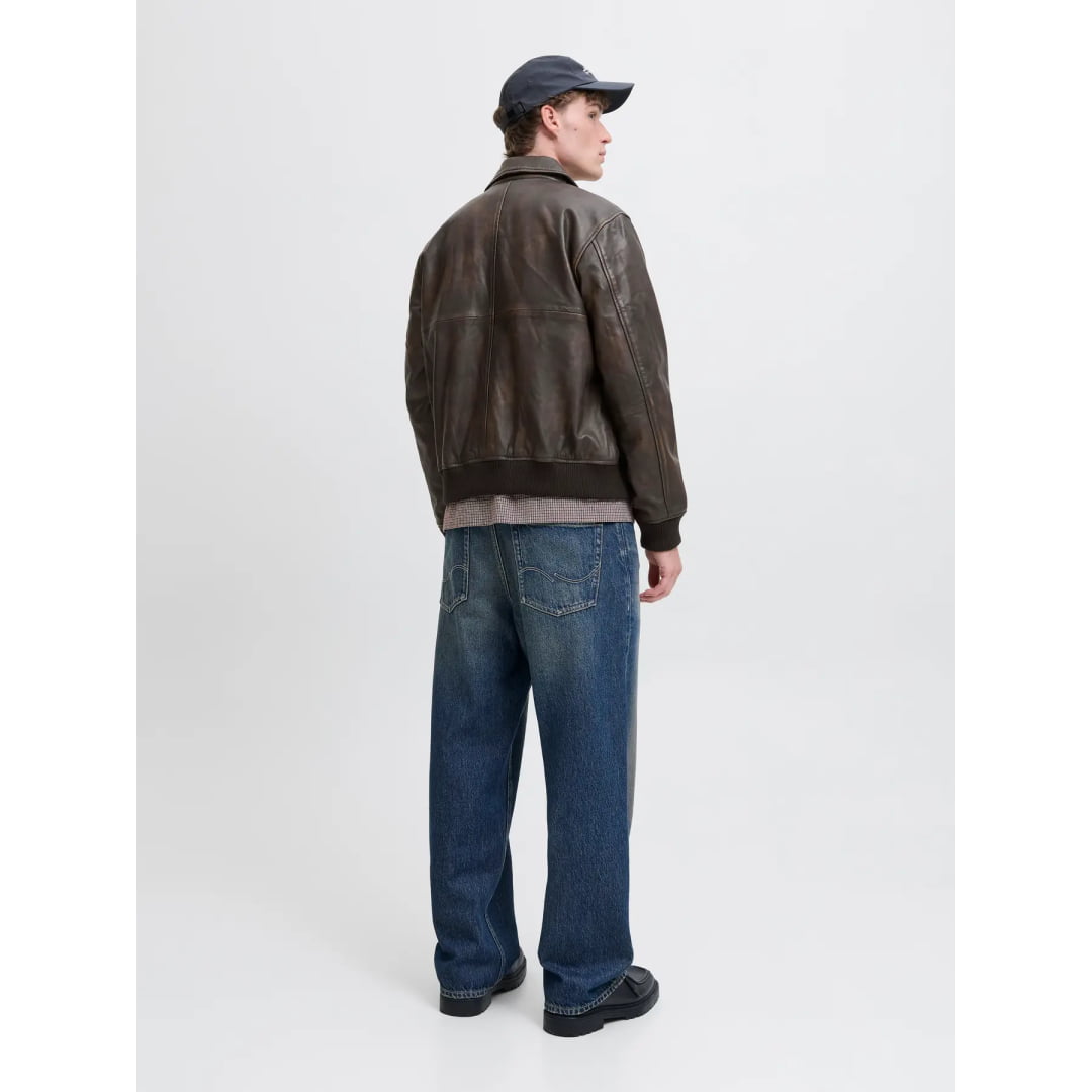 Veste Jack & Jones JORLEATHER Bomber STYD Chocolate Brown
