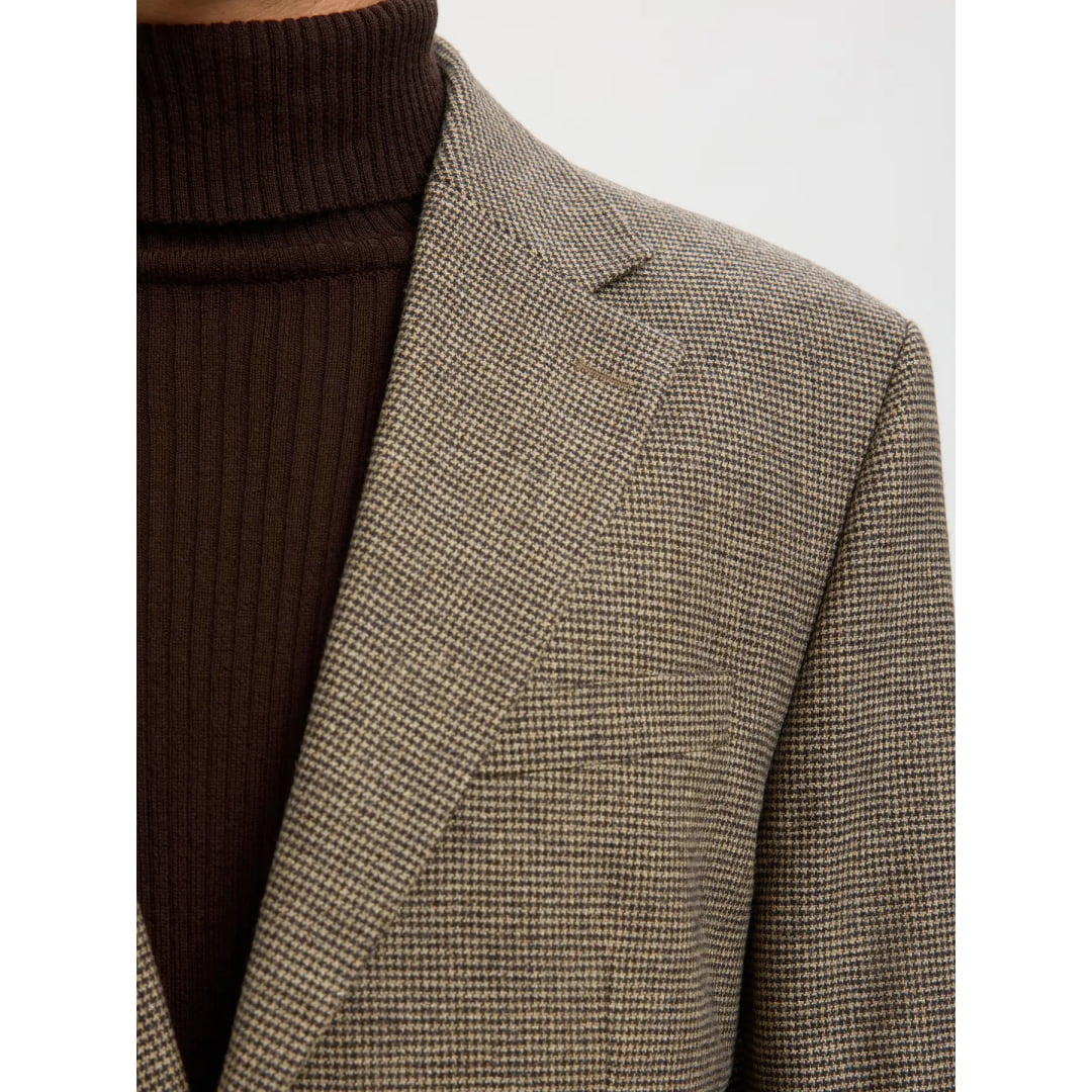 Veste Selected SLHREG-MILO Wool Blend Morel Houndstooth