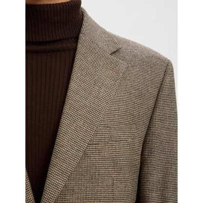 Veste Selected SLHREG-MILO Wool Blend Morel Houndstooth