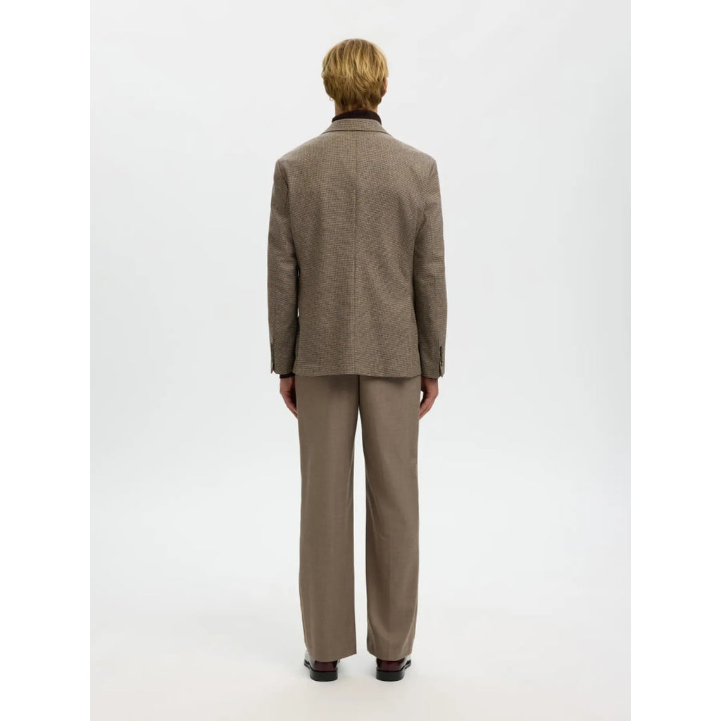 Veste Selected SLHREG-MILO Wool Blend Morel Houndstooth