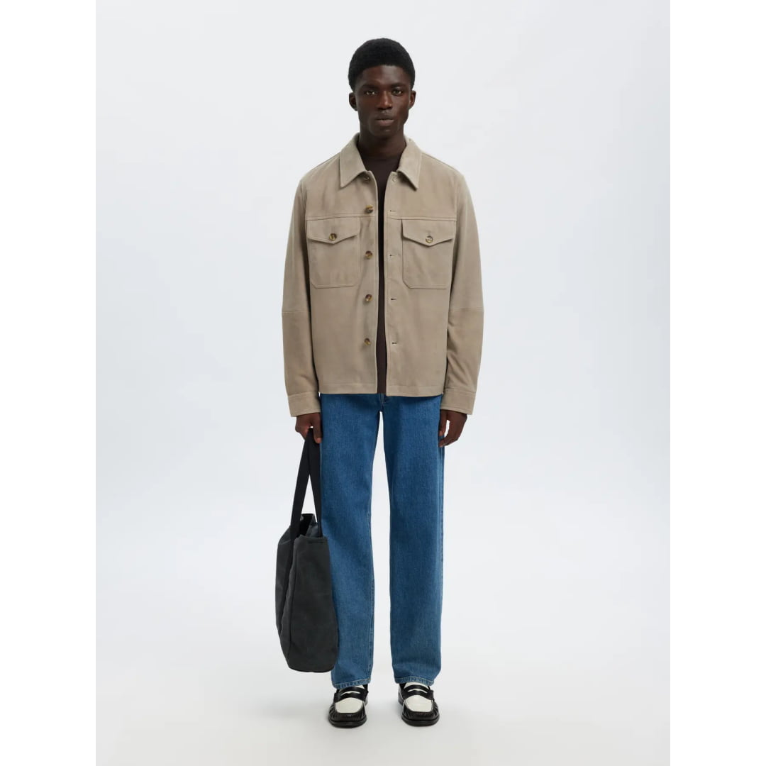 Veste Selected SLMTHOM Suede Overshirt Desert Taupe