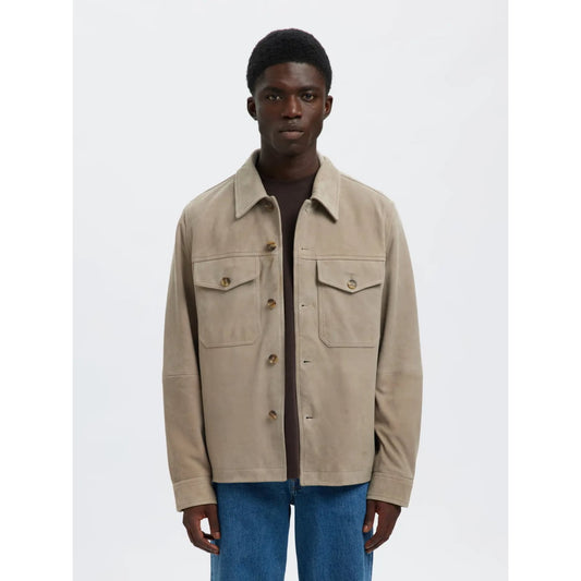 Veste Selected SLMTHOM Suede Overshirt Desert Taupe