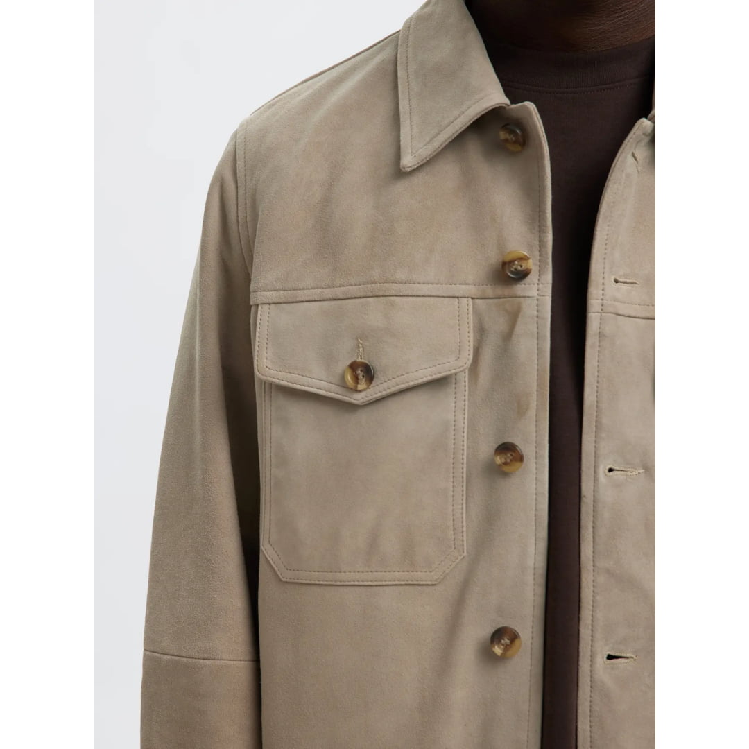 Veste Selected SLMTHOM Suede Overshirt Desert Taupe