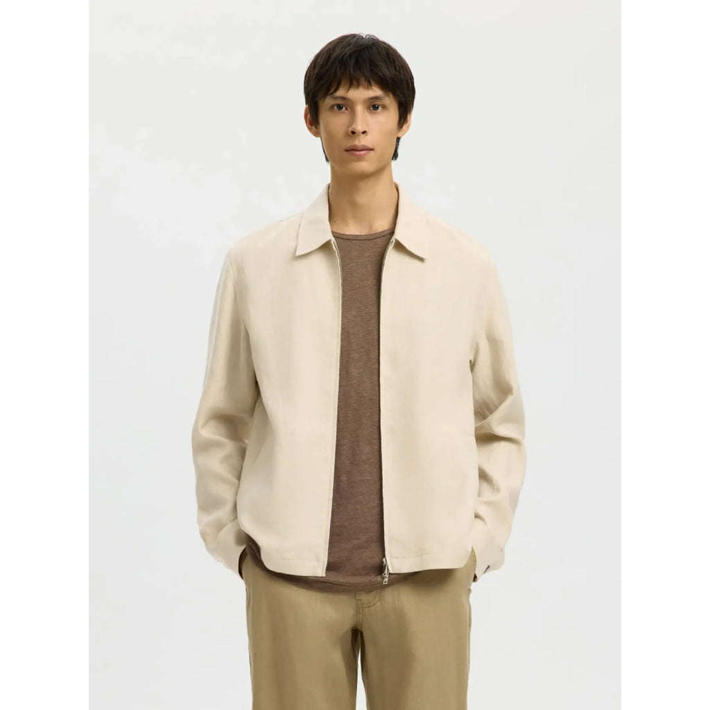 Veste Selected SLMYATE-Baird Linen Zip Beach Sand