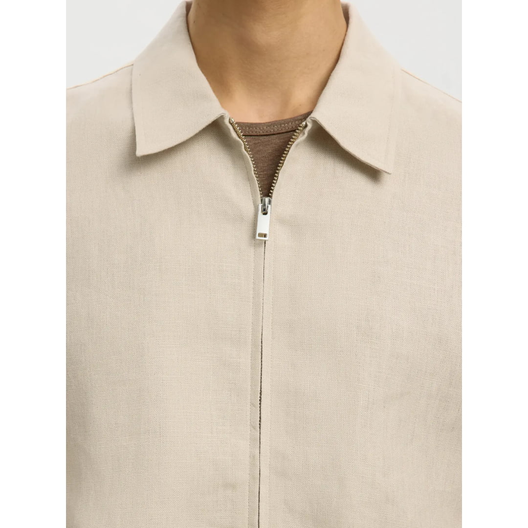 Veste Selected SLMYATE-Baird Linen Zip Beach Sand