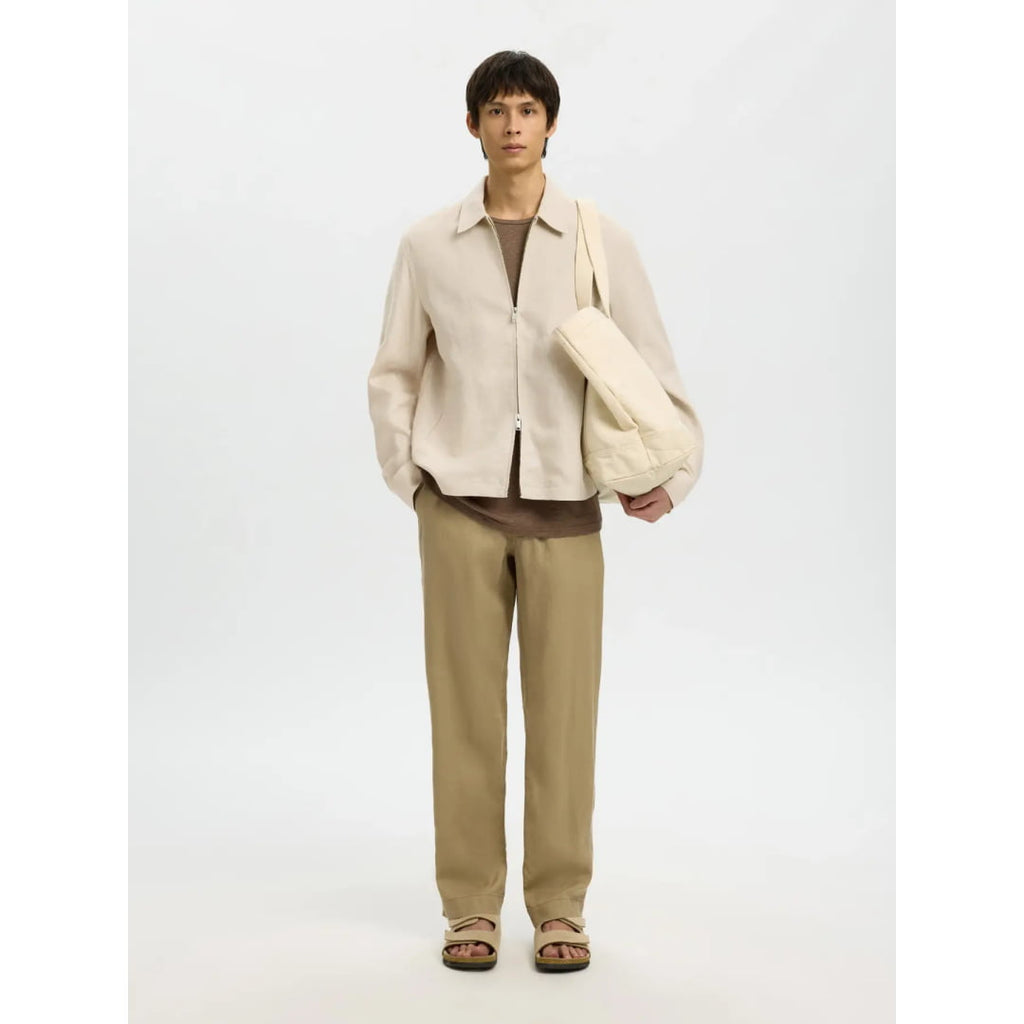 Veste Selected SLMYATE-Baird Linen Zip Beach Sand
