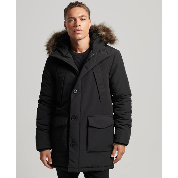 VESTE SUPERDRY PARKA EVEREST FAUX FUR NOIR - Veste Superdry