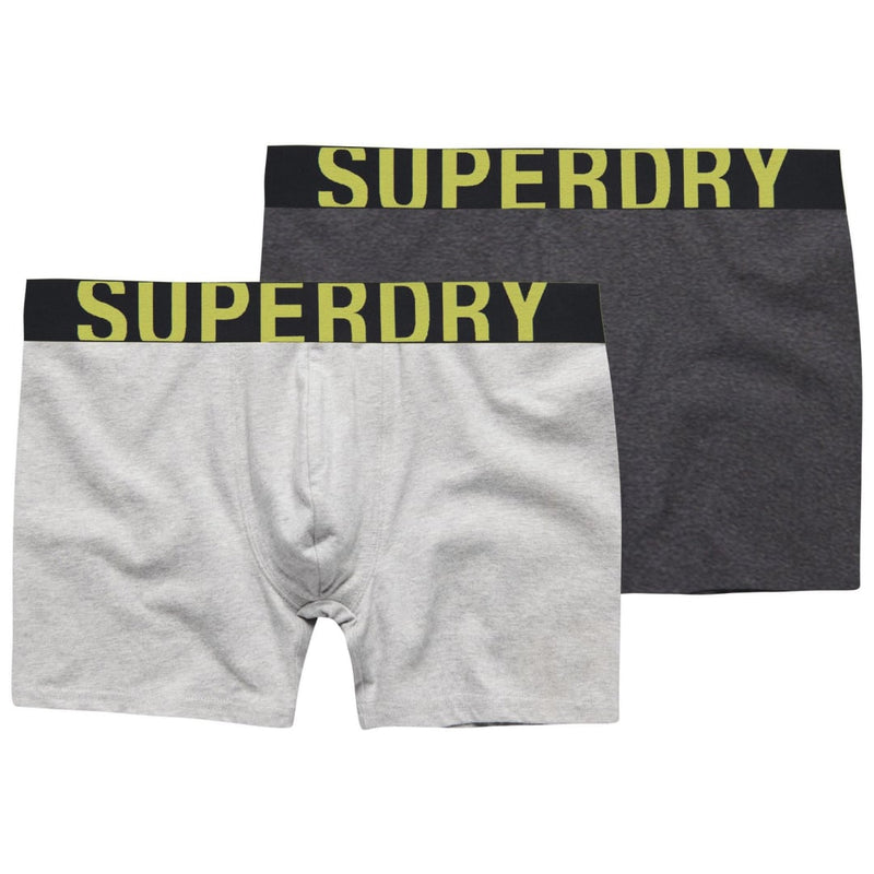 Boxer Superdry Dual Logo Pack x2 Charcoal/Grey Fluro -