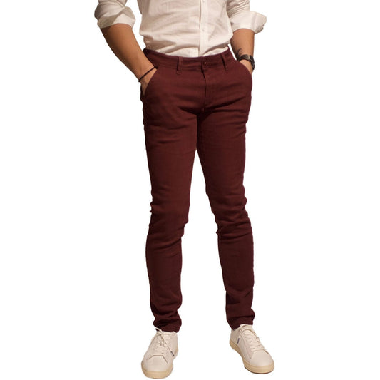 Chino LeeYo Tissu Intersaison Bordeaux - leeyo tissu