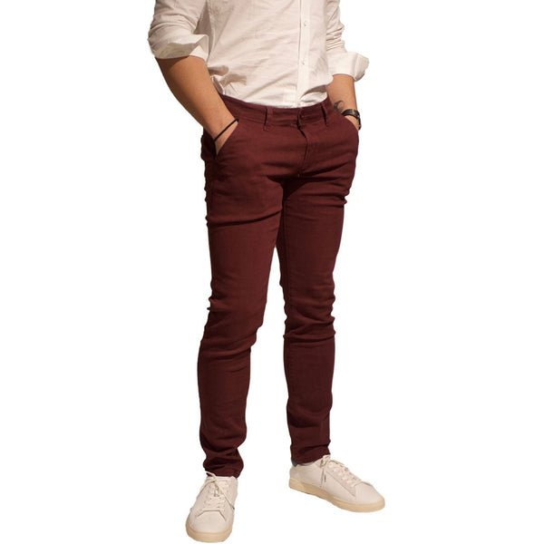 Chino LeeYo Tissu Intersaison Bordeaux - leeyo tissu