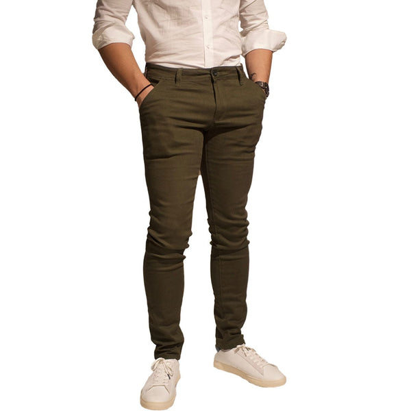Chino LeeYo Tissu Intersaison Kaki - leeyo tissu intersaison