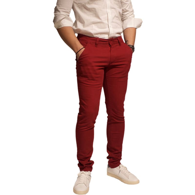 Chino LeeYo Tissu Intersaison Rouge - leeyo tissu