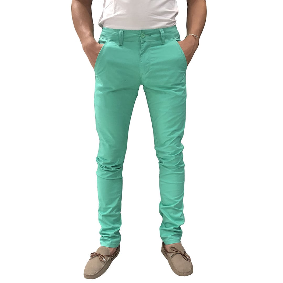 Chino LeeYo Tissu Léger Couleur Saisonal - 28US / Vert d’eau