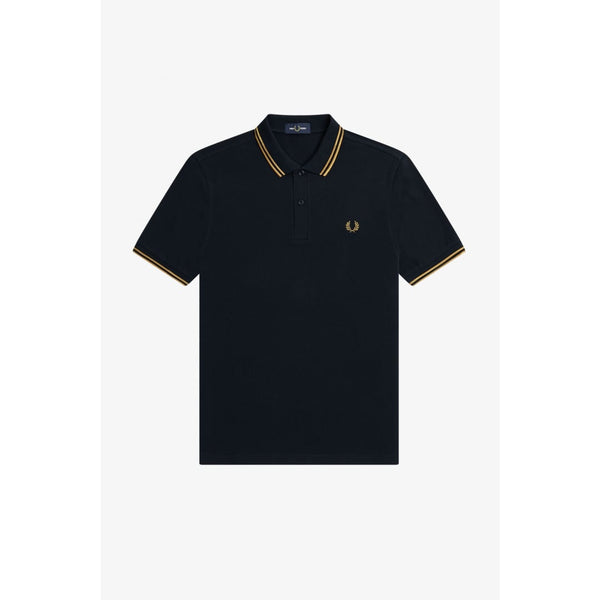 Polo Fred Perry Twin Tipped Navy / Dark Caramel - S / R63