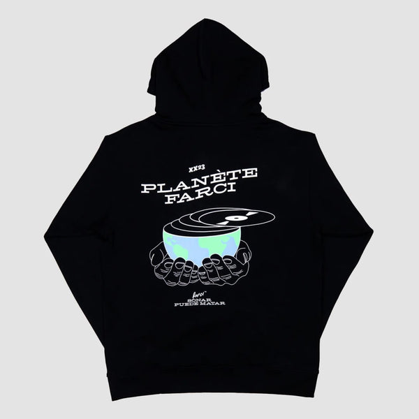 Sweat à Capuche Farci Planete Black - capuche farci planete